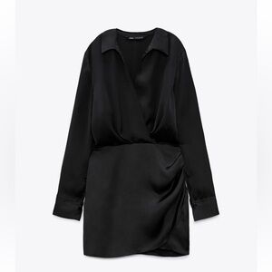 Zara short satin effect wrap dress